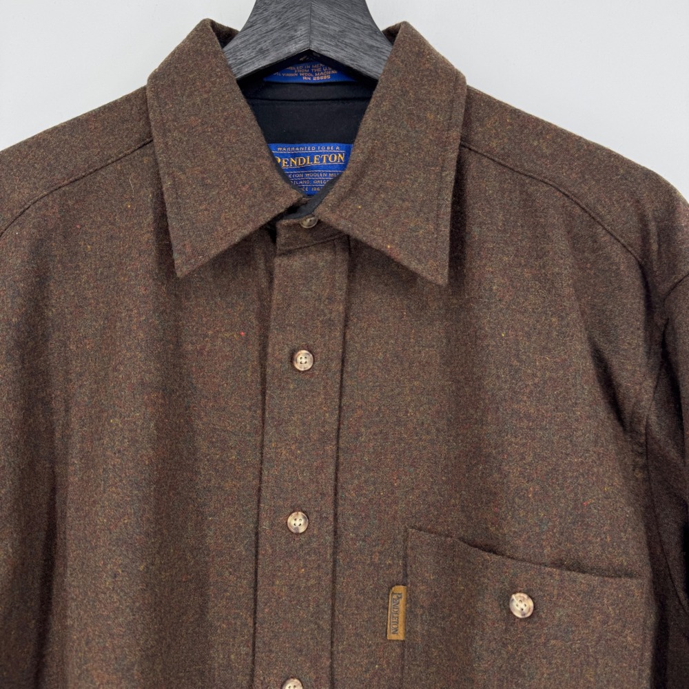 Vintage Pendleton Medium Brown Wool Button Down S… - image 1